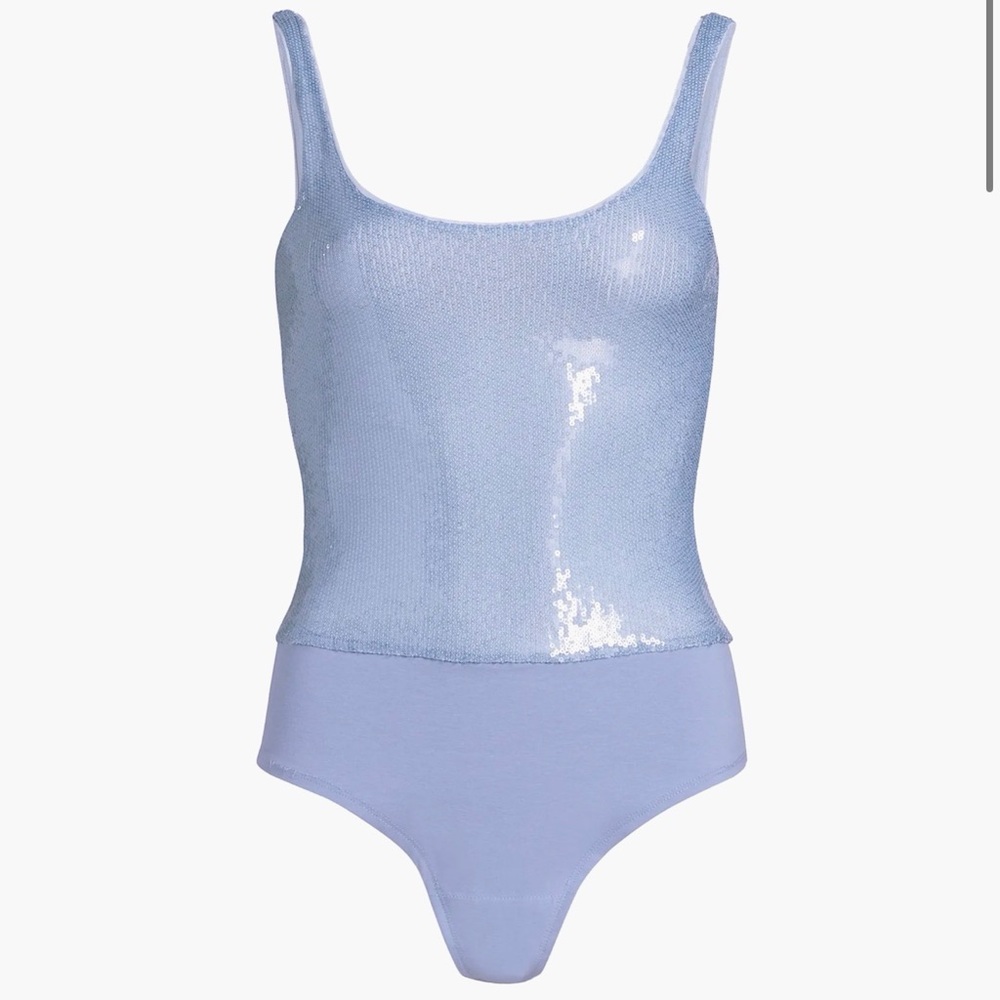 Generation Love Light Blue Sequin Scoop Neck Bodysuit